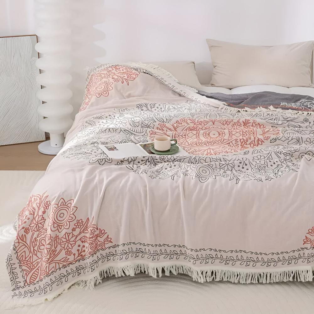 Scandi Chic Damen Baumwolldecke Weich Beige