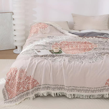Scandi Chic Damen Baumwolldecke Weich Beige