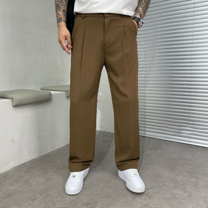 Herren Plisseehose Business-Casual Geraffte Hose Schwarz - Norvielle
