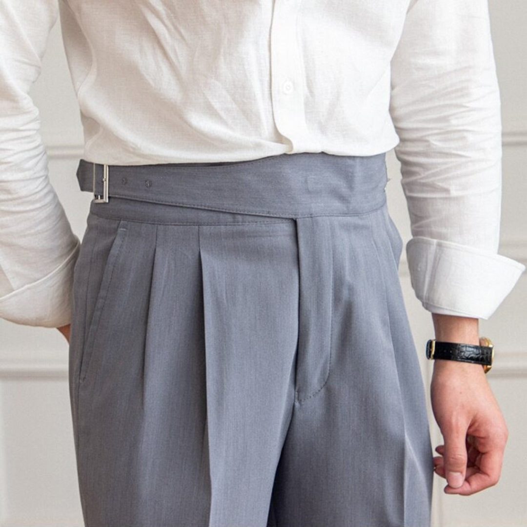 Plisseehose | Formell | Hohe Taille | Anzughose | Herrenhose-Chaps Herrenmode