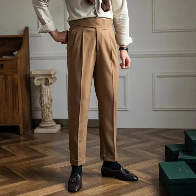 Herren Plisseehose Gerade Schnitt Verstellbarer Bund - Norvielle
