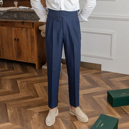 Herren Plisseehose Verstellbarer Bund Schwarz Formal - Norvielle