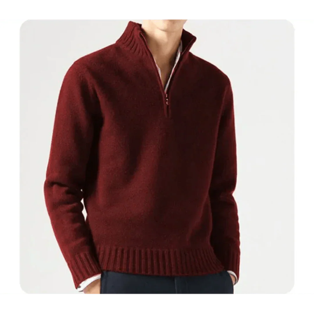 Herren Strickpullover V-Ausschnitt Reißverschluss Pullover - Norvielle