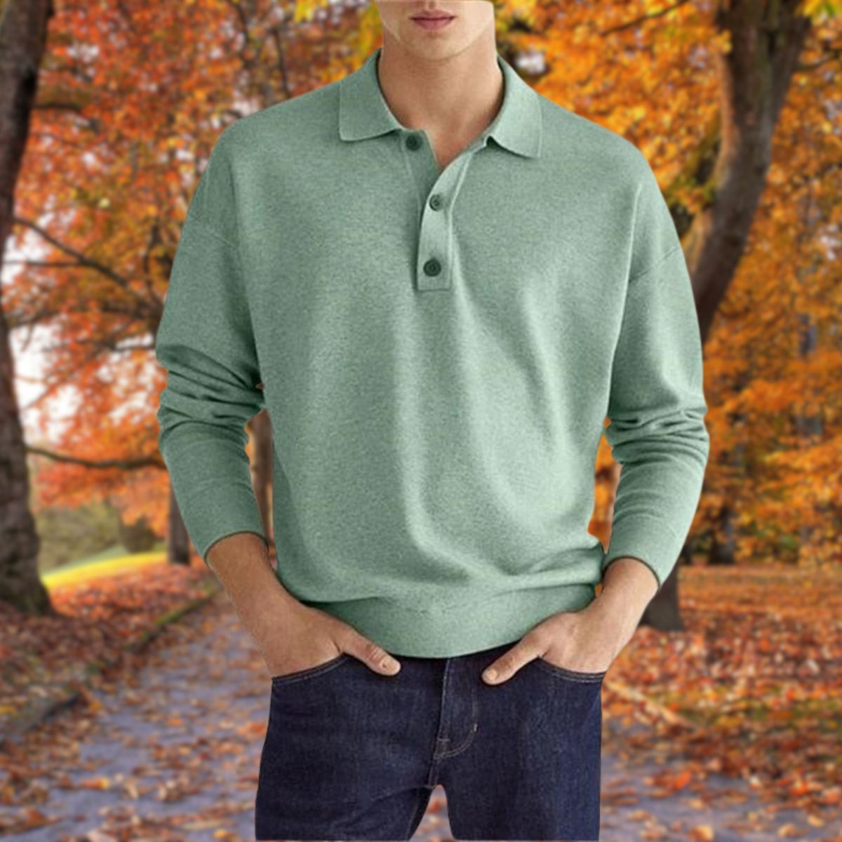 Herren Polo Pullover Knopfleiste Kragen - Norvielle