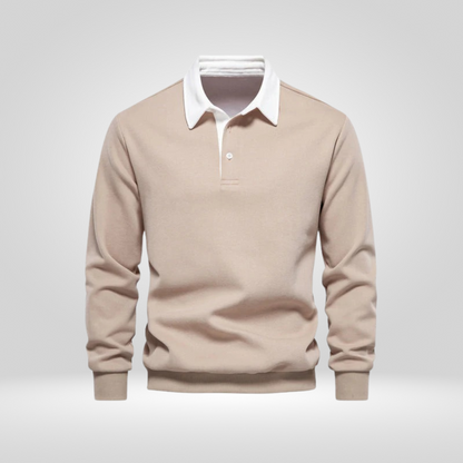 Polo-Pullover | Lässig | Mit Kragen | Pullover | Herren-Pullover-Beige-S-Chaps Herrenmode