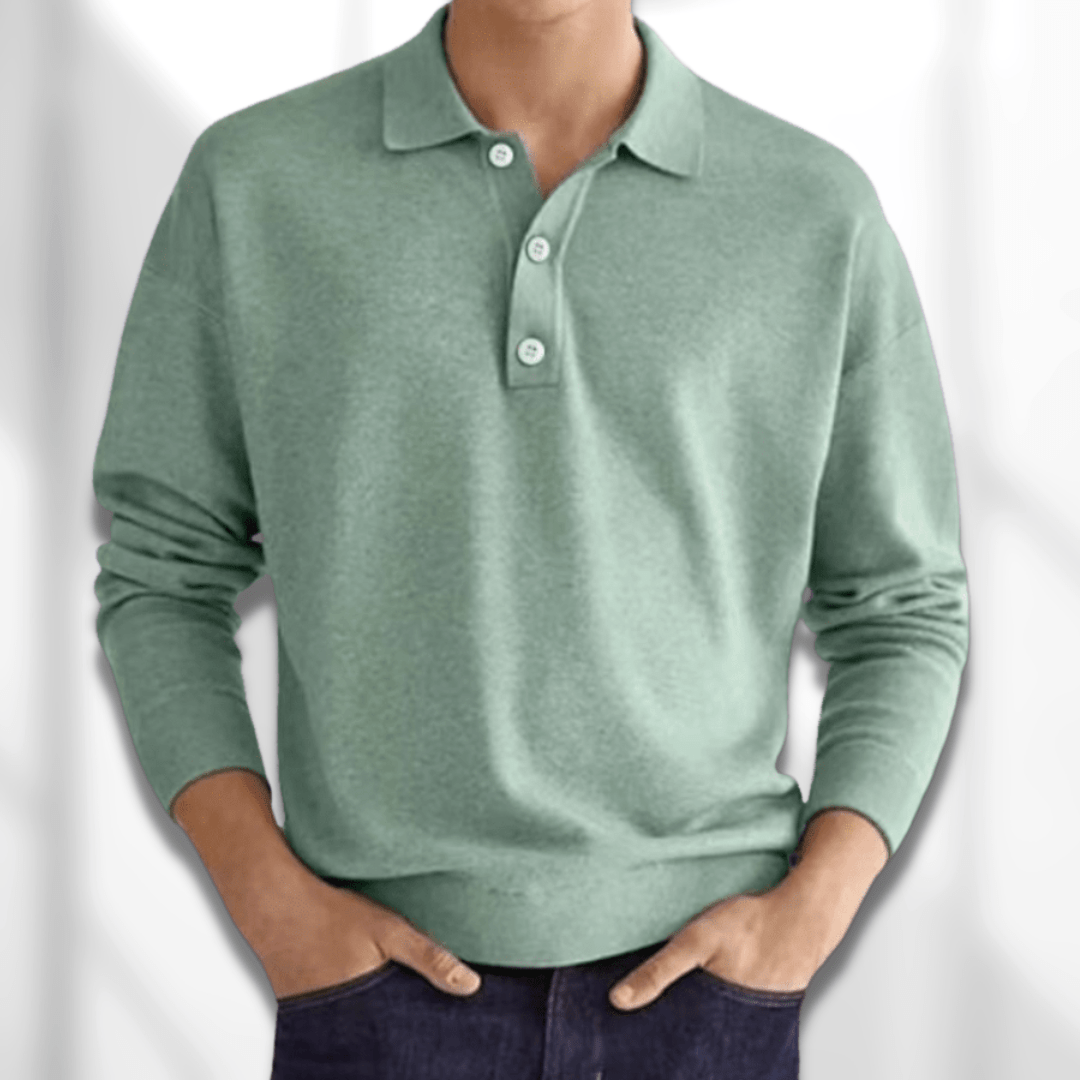 Polo-Pullover | Mit Kragen | Knopfleiste am Hals | Pullover | Herren-Strickmode-Hellgrün-S-Chaps Herrenmode