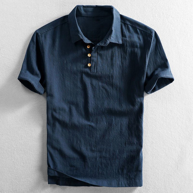 Herren Polo-Shirt Kurzarm Leinen Weiß - Norvielle