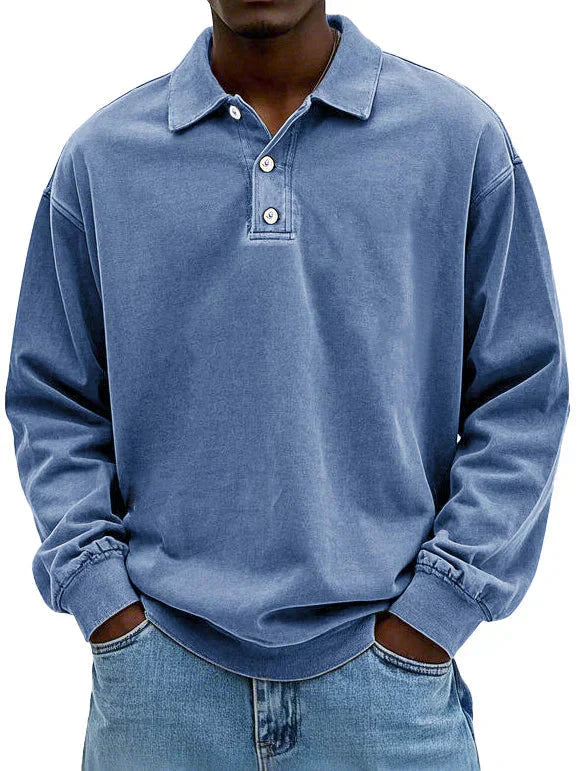 Herren Polo Pullover Sweatshirt mit Knopfleiste und Kragen - Norvielle