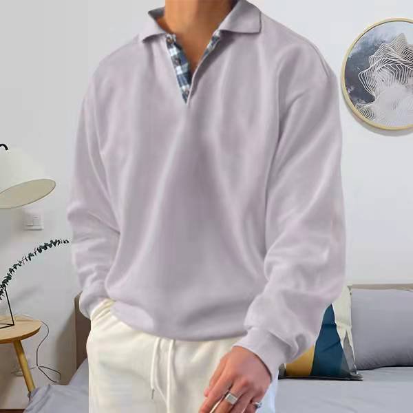 Polo-Sweatshirt – Polopullover für Männer mit Kragen und lockerer Passform-Grau-S-Chaps Herrenmode