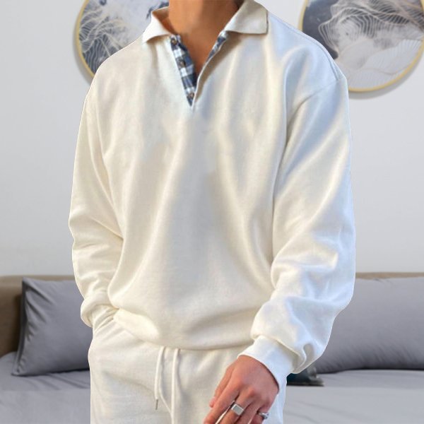 Herren Polosweatshirt Locker Passform Kragen Grau - Norvielle