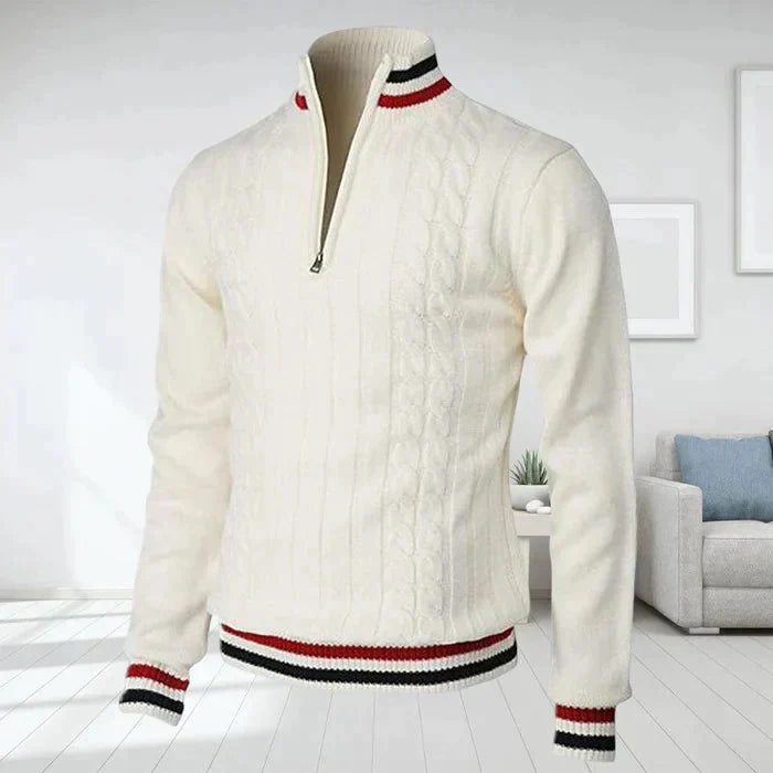 Herren Polo Sweatshirt V-Ausschnitt Halbzipper Gestrickt Winter - Norvielle