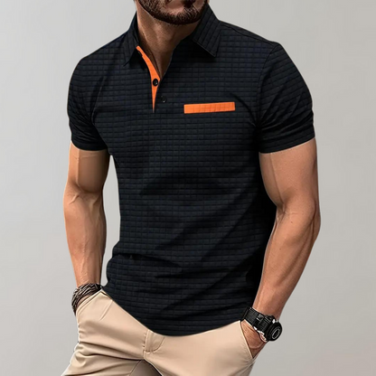 Polo T-Shirt | Collared | Knopfleiste | Kurzarm-Poloshirt | Herren T-Shirt-Schwarz-S-Chaps Herrenmode