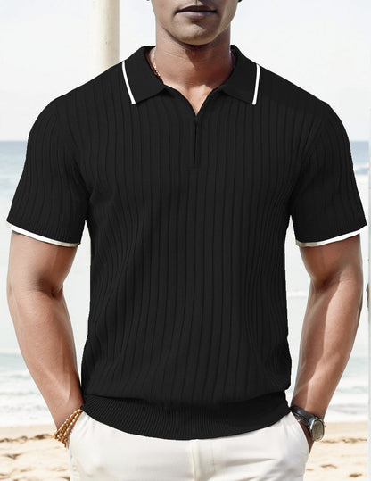 Herren Polo-T-Shirt Kurzarm Gerippt Weiß - Norvielle