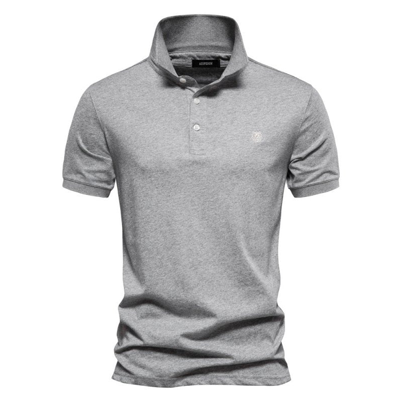Polo-T-Shirt | Halbknopfleiste | Umgeschlagener Kragen | Polohemden | T-Shirt für Herren-Hellgrau-S-Chaps Herrenmode