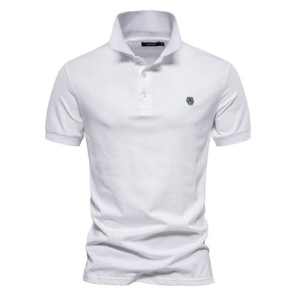 Polo-T-Shirt | Halbknopfleiste | Umgeschlagener Kragen | Polohemden | T-Shirt für Herren-Weiß-S-Chaps Herrenmode