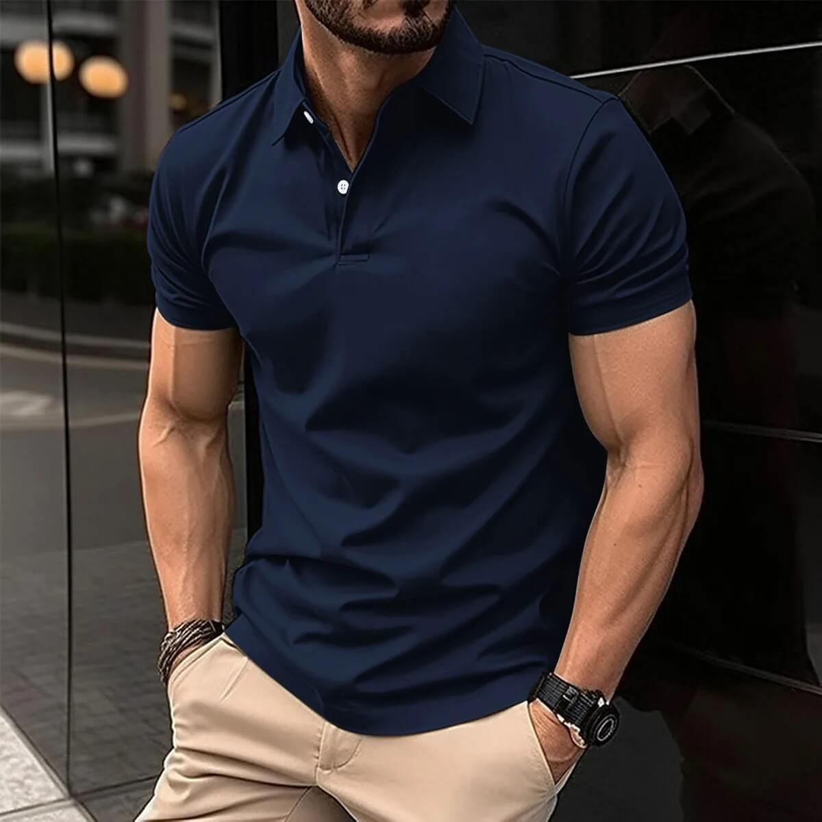 Herren Kurzarm Polo T-Shirt Umlegekragen Weiß - Norvielle