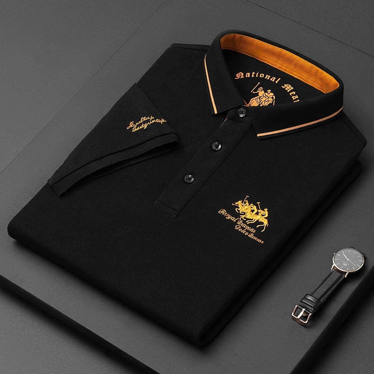 Herren Polo-T-Shirt Leinen Halbärmel Knöpfe - Norvielle