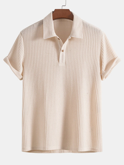Herren Polo T-Shirt Kurzarm Kragen Knopfleiste Weiß - Norvielle