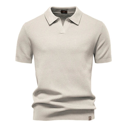 Polo-T-Shirt | Kurzarm | Mit Kragen | Gestricktes T-Shirt | Herrenhemd-Aprikose-S-Chaps Herrenmode