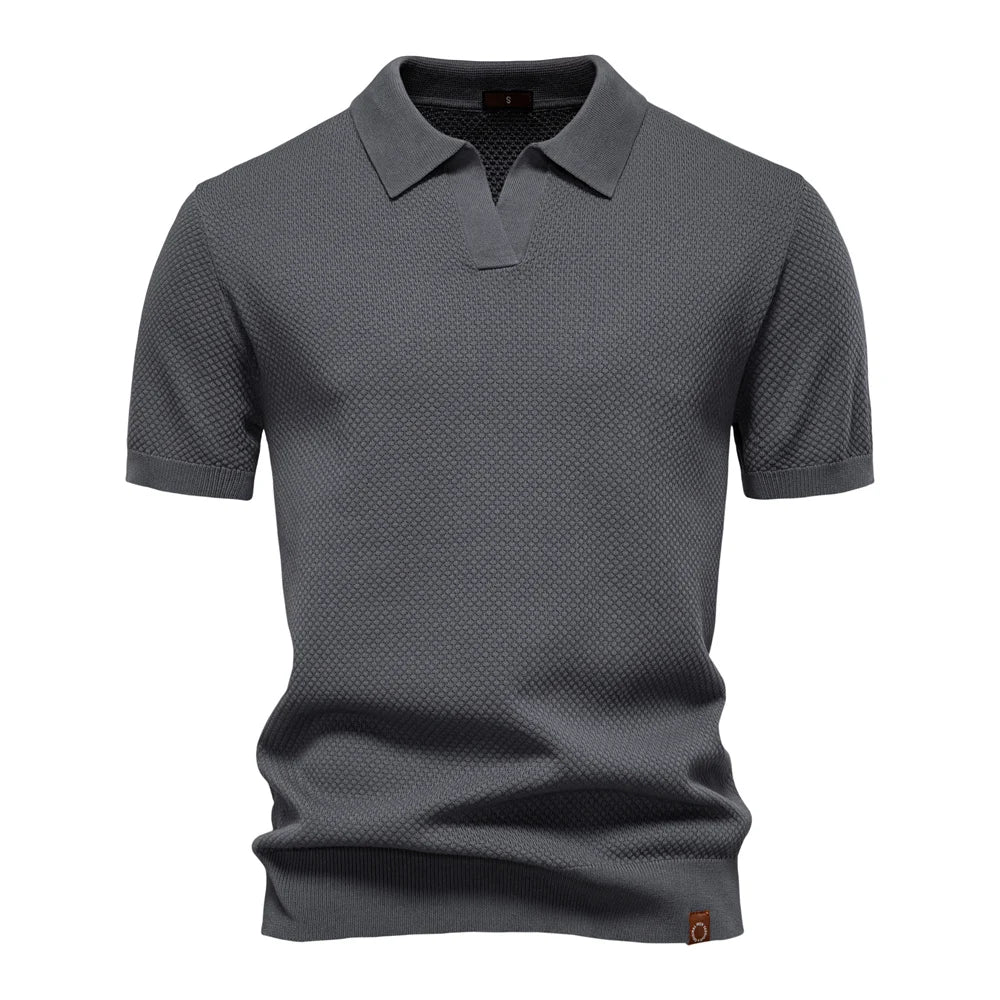 Polo-T-Shirt | Kurzarm | Mit Kragen | Gestricktes T-Shirt | Herrenhemd-Dunkelgrau-S-Chaps Herrenmode