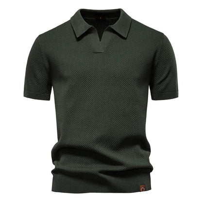 Polo-T-Shirt | Kurzarm | Mit Kragen | Gestricktes T-Shirt | Herrenhemd-Grün-S-Chaps Herrenmode