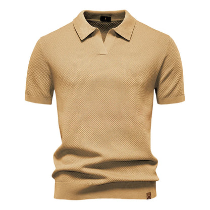 Polo-T-Shirt | Kurzarm | Mit Kragen | Gestricktes T-Shirt | Herrenhemd-Kamel-S-Chaps Herrenmode