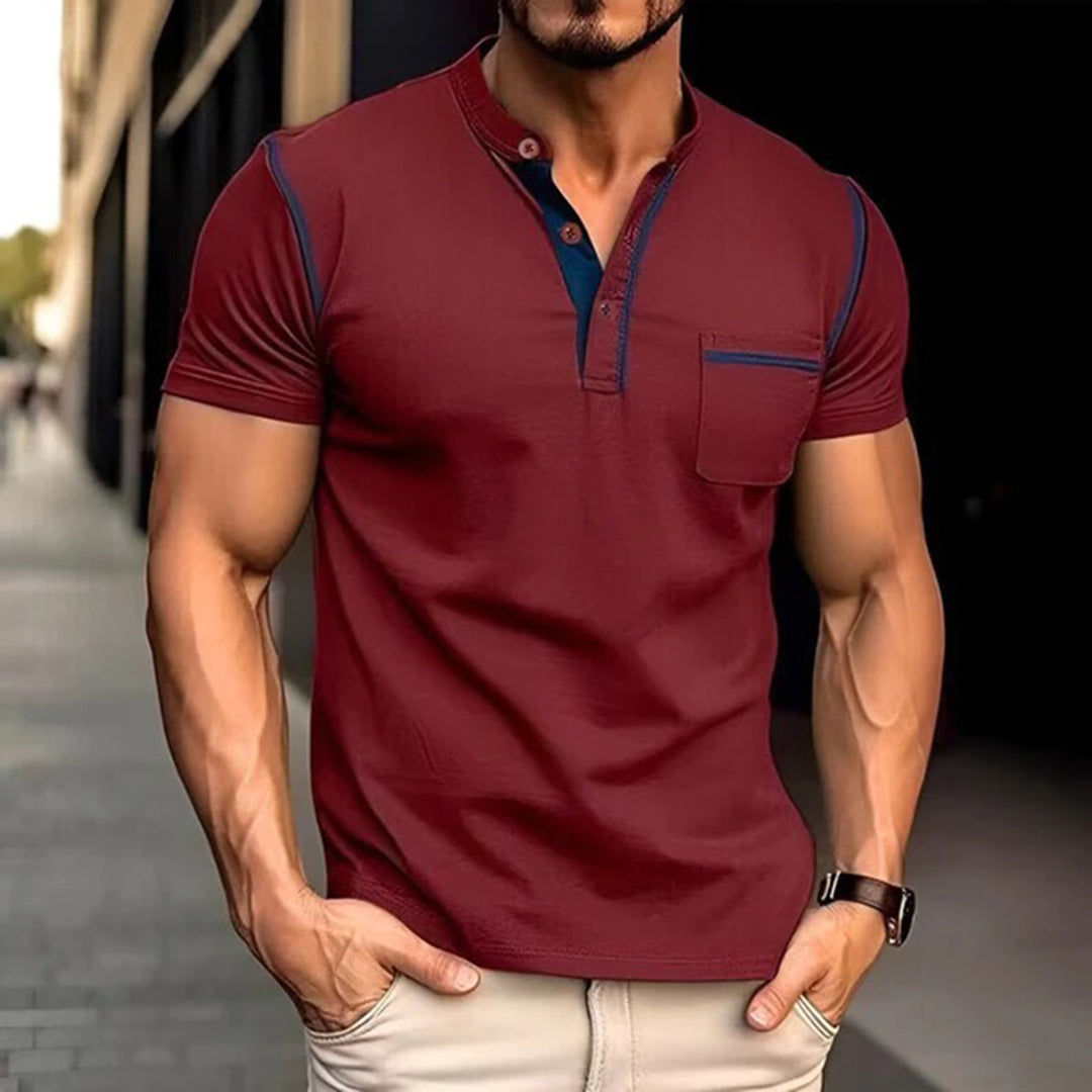 Herren Polo T-Shirt Kurzarm Quarter Button - Norvielle