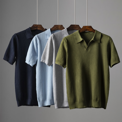 Herren Polo T-Shirt Kurzarm V-Ausschnitt Weiß - Norvielle