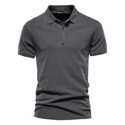 Polo-T-Shirt | Lässig | Halbknopf | Herrenhemden | Polohemden-Grau-S-Chaps Herrenmode