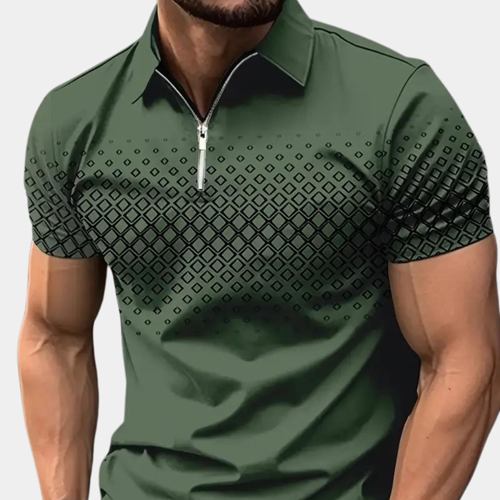 Herren Polo T-Shirt Kurzarm Viertelreißverschluss Weiß - Norvielle