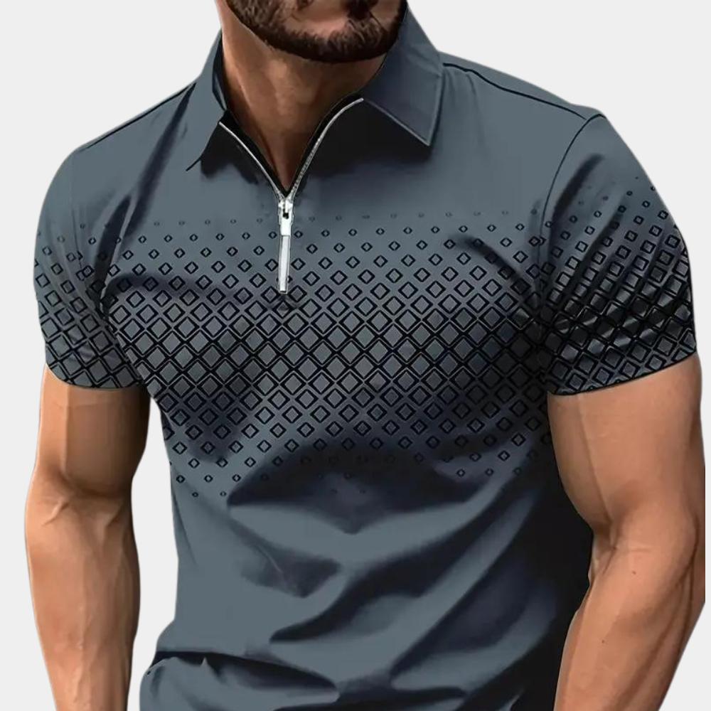 Polo-T-Shirt | Viertelreißverschluss | Kurzarm | T-Shirt mit Kragen | Polohemden für Herren-Marineblau-S-Chaps Herrenmode