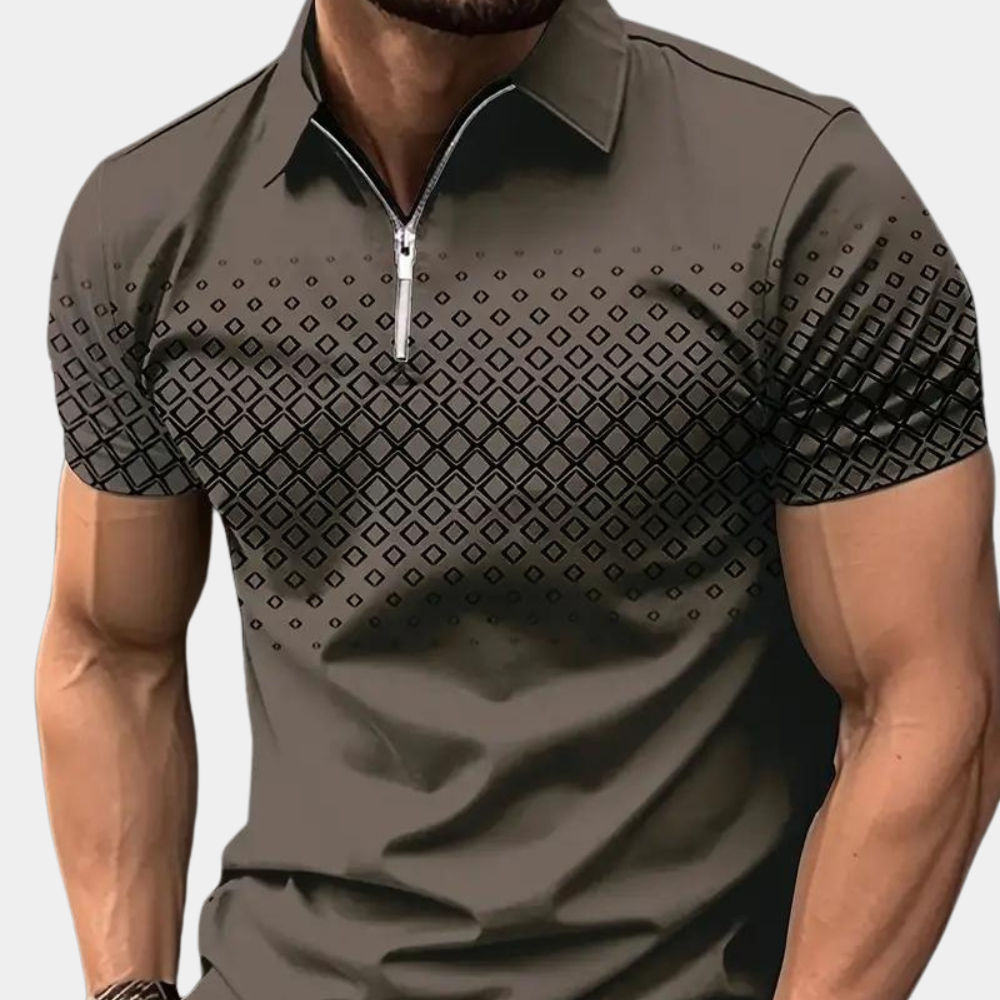 Herren Polo-T-Shirt Viertelreißverschluss Reverskragen Baumwolle Weiß - Norvielle