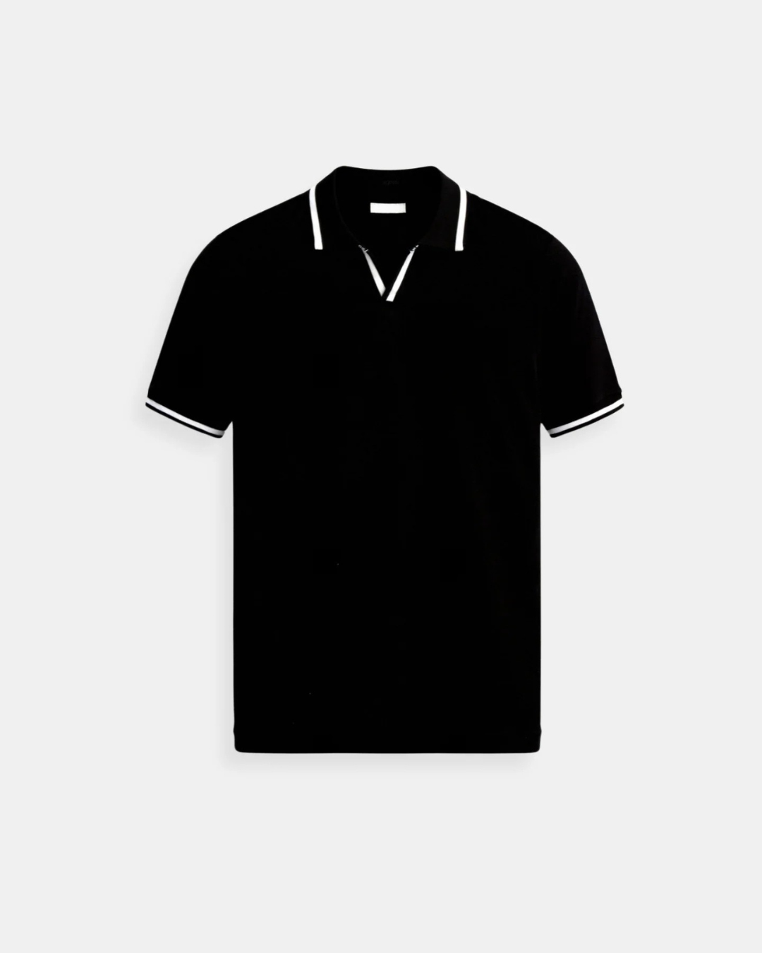Herren Poloshirt Strick Kontrastabschlüsse Offener Kragen