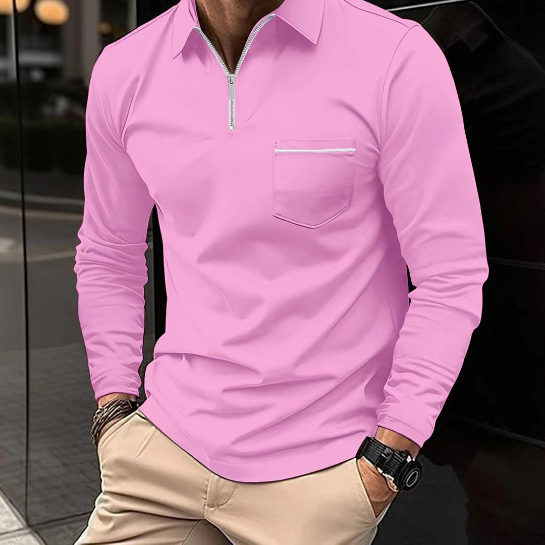 Norvielle Herren Poloshirt Reißverschluss Atmungsaktiv