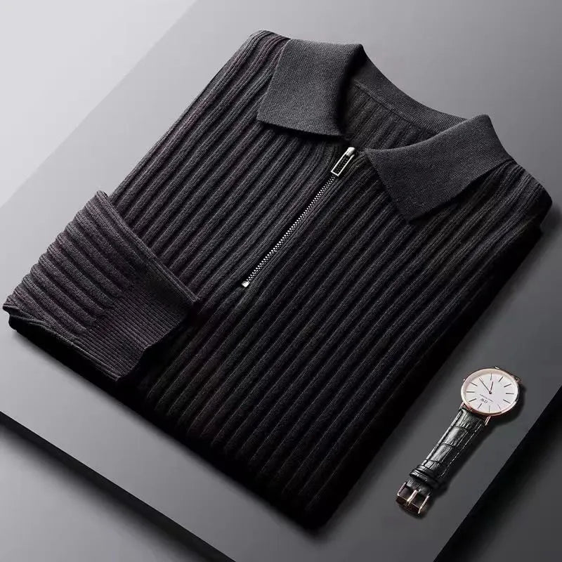 Herren Polo Sweatshirt Reißverschluss Winter