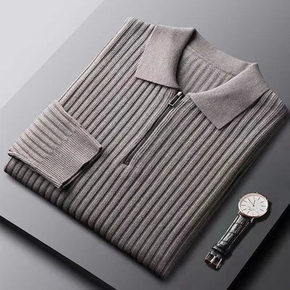 Herren Polo Sweatshirt Reißverschluss Winter