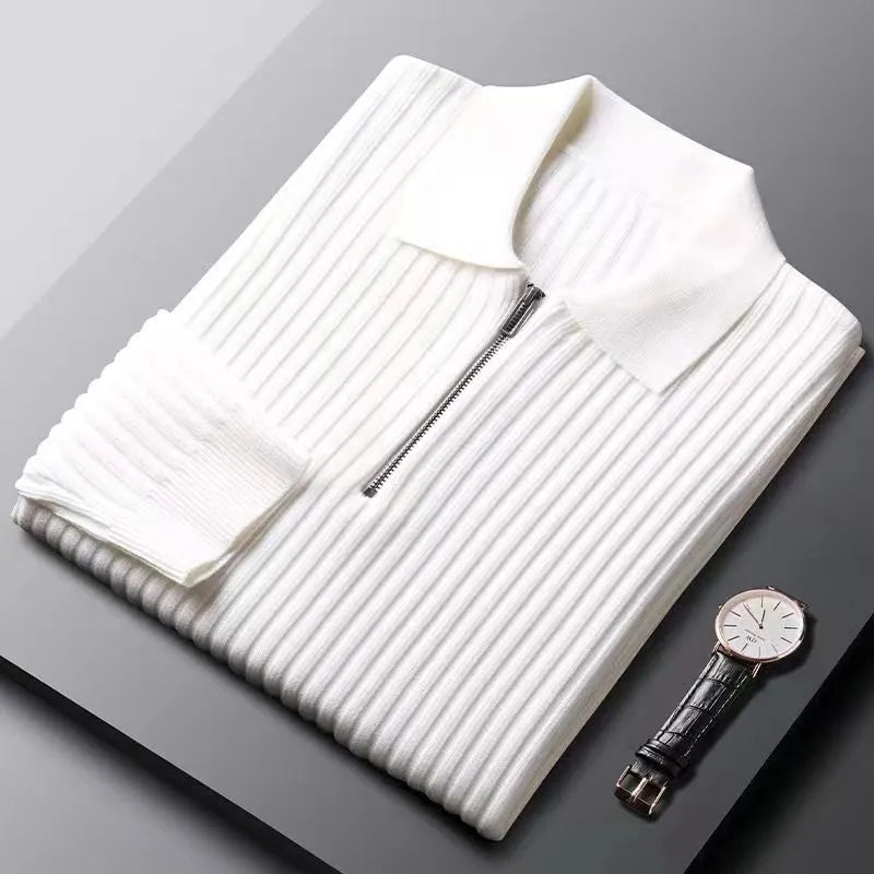 Herren Polo Sweatshirt Reißverschluss Winter