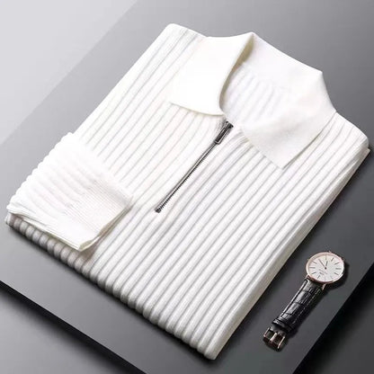Herren Polo Sweatshirt Reißverschluss Winter
