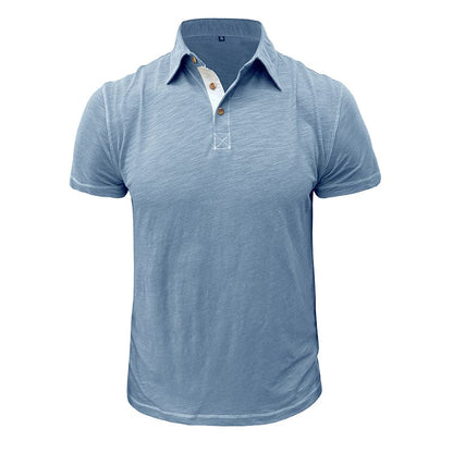 Polohemd – Halbe Knopfleiste – Kurze Ärmel – Polo-T-Shirt – Herren-T-Shirt-Blau-S-Chaps Herrenmode