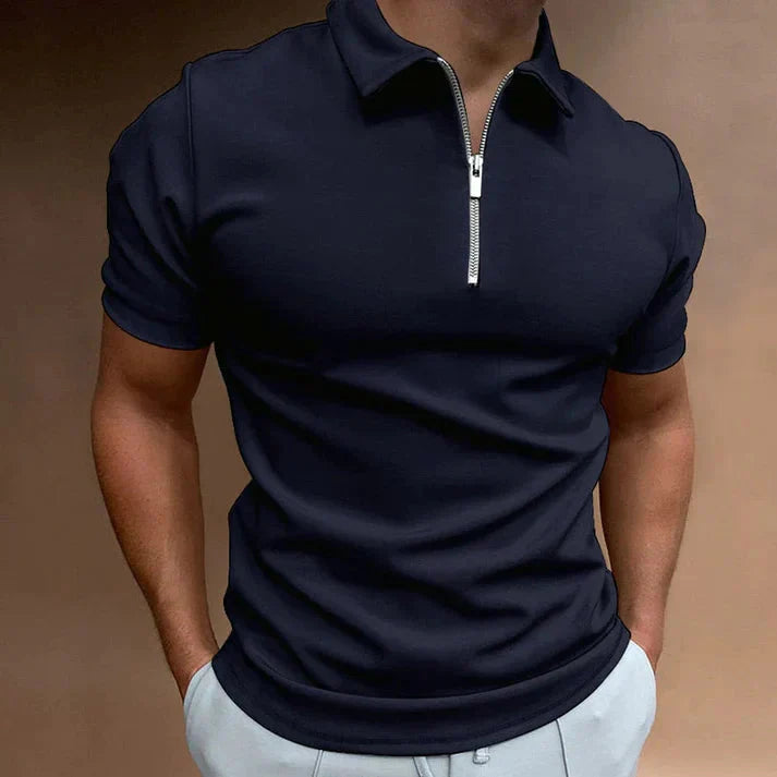 Polohemd - Half-Zip - Kurzarm - Polo T-Shirt - Herrenhemd-Dunkelblau-XS-Chaps Herrenmode