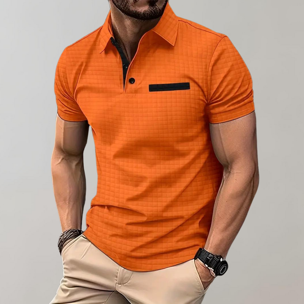 Polohemd für Männer - Kragen - Revers - Polo T-Shirt - Polohemden-Orange-S-Chaps Herrenmode