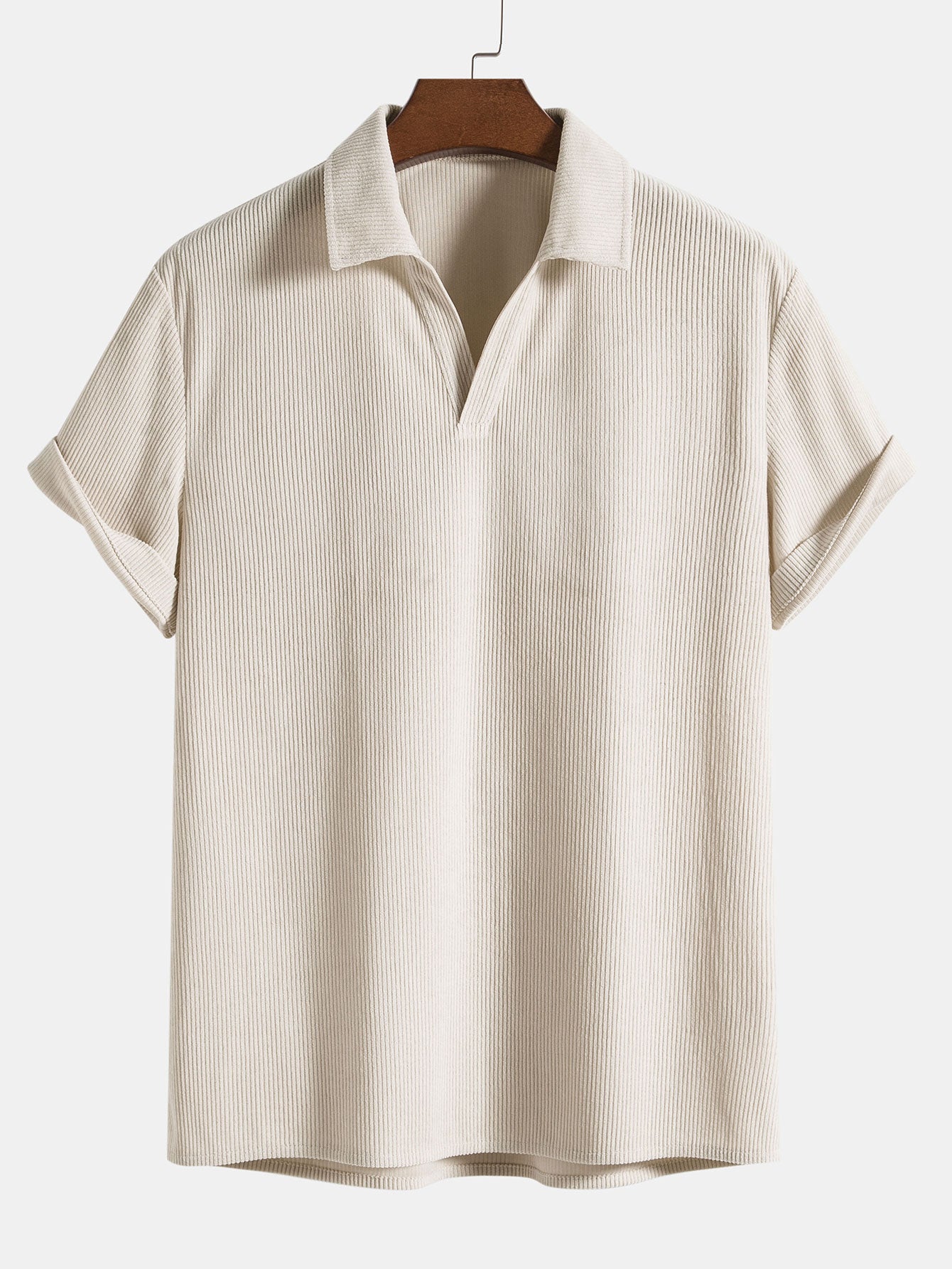 Herren Polohemd V-Ausschnitt Kurzarm Weiss - Norvielle