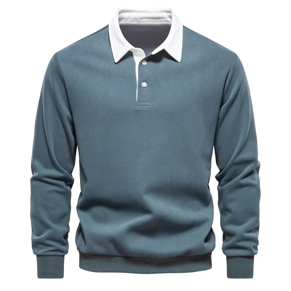 Herren Polopullover Langarm Quarter Button-Up - Norvielle