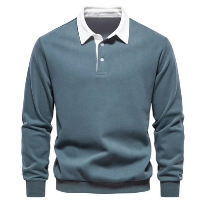 Herren Polopullover Langarm Quarter Button-Up - Norvielle