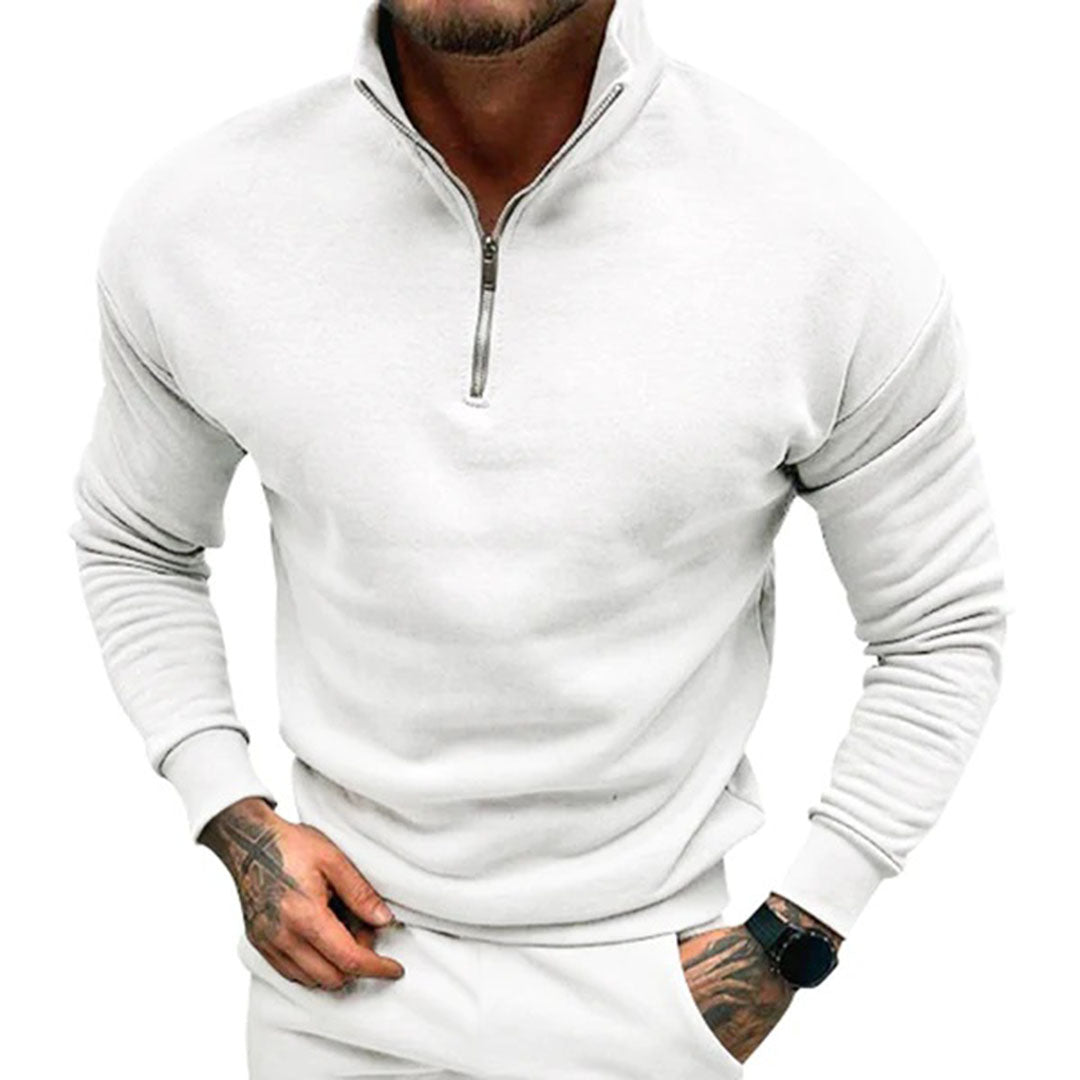 Herren Pullover Langarm Sweatshirt Halbzippverschluss Grau - Norvielle