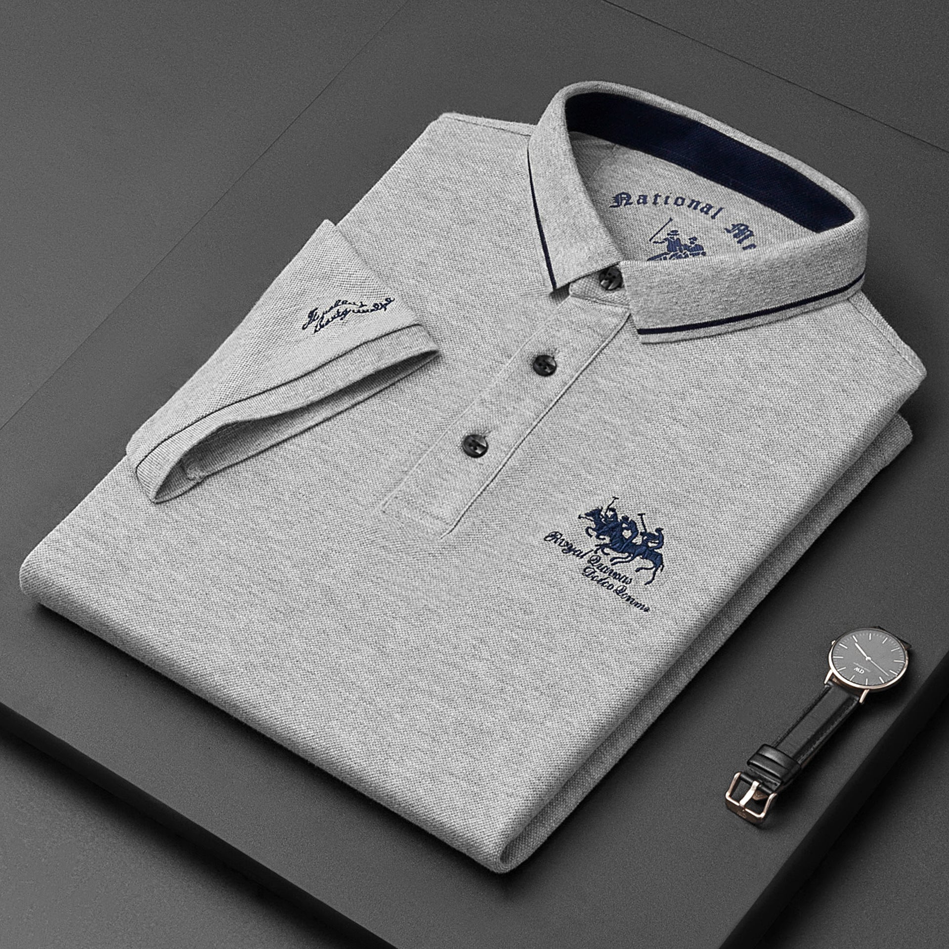 Herren Poloshirt Mit Kragen Knopfleiste Weiß - Norvielle