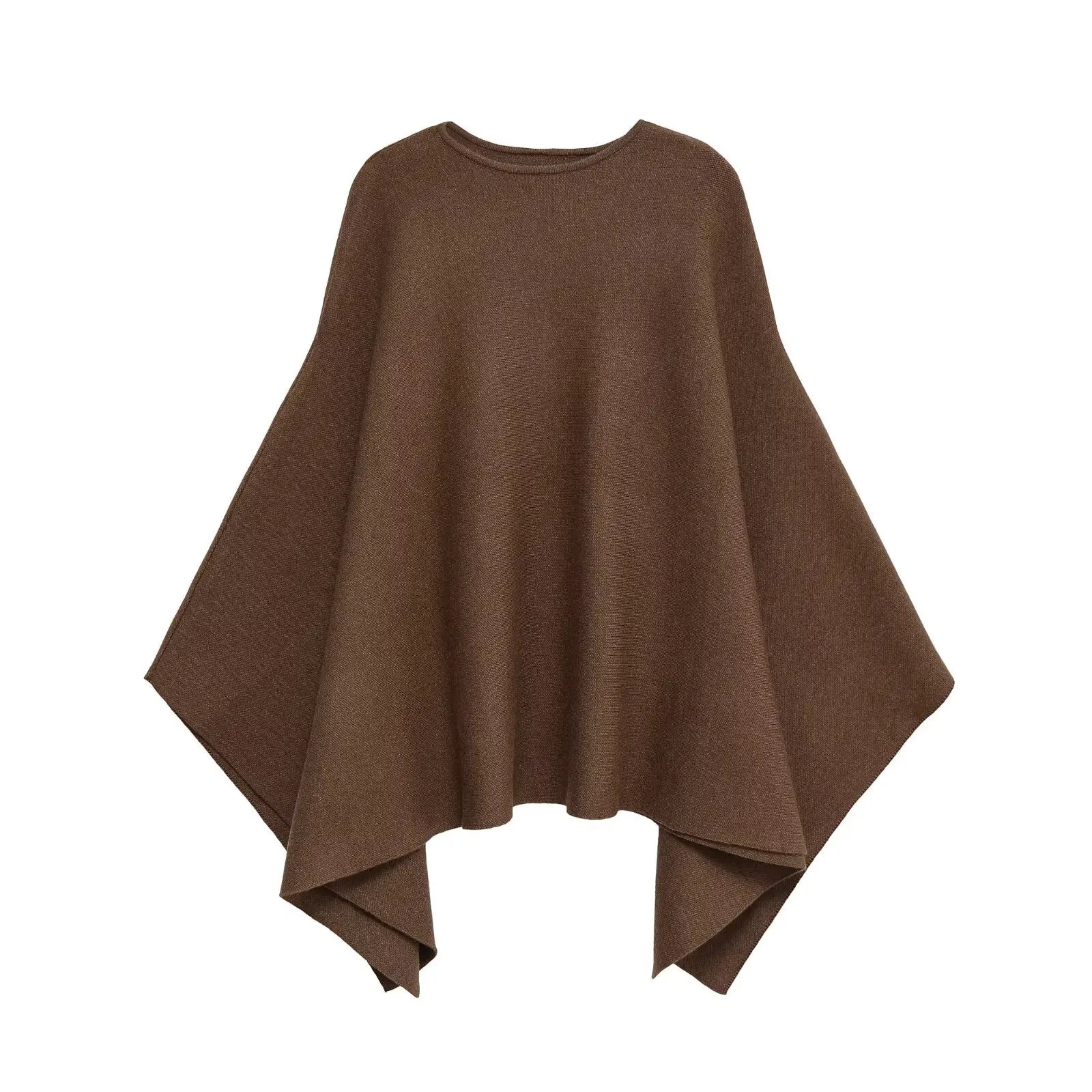 Damen Gestrickter Poncho Rundhalsausschnitt - Norvielle