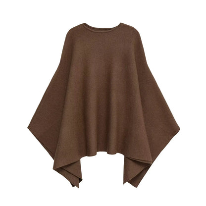 Damen Gestrickter Poncho Rundhalsausschnitt - Norvielle