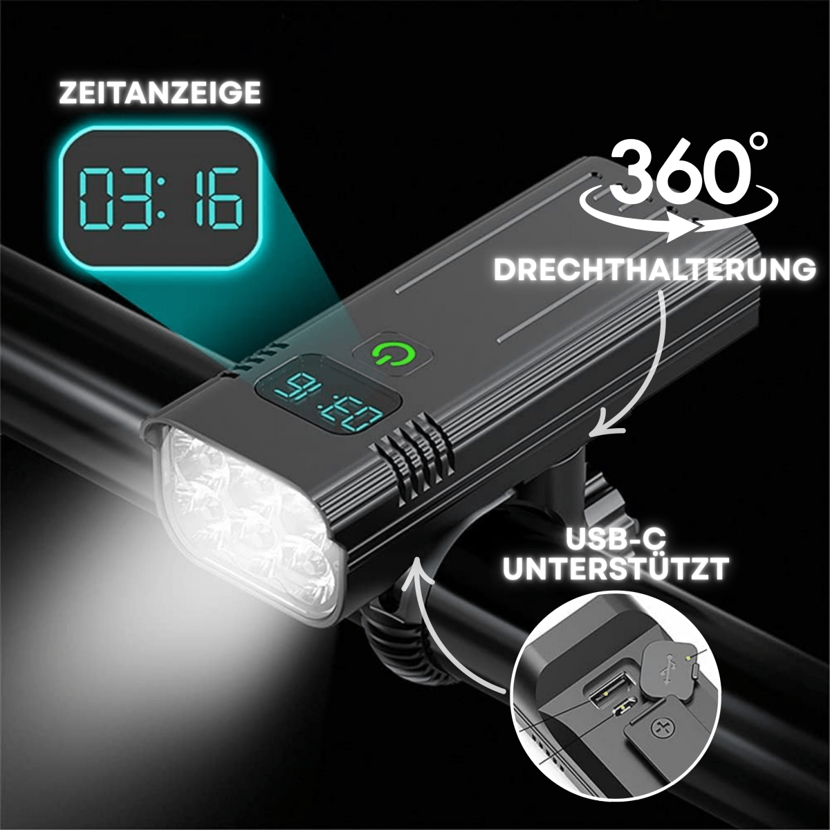 LED Fahrradlicht 5000 Lumen Nachtfahrt Sicherheit