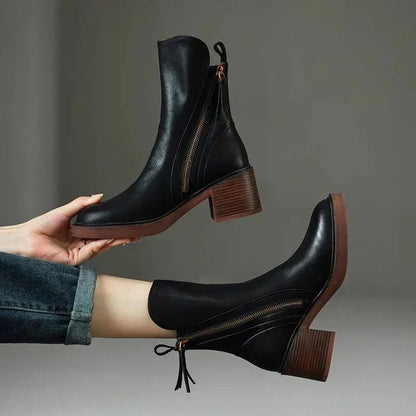 Damen Leder Stiefeletten Langlebig